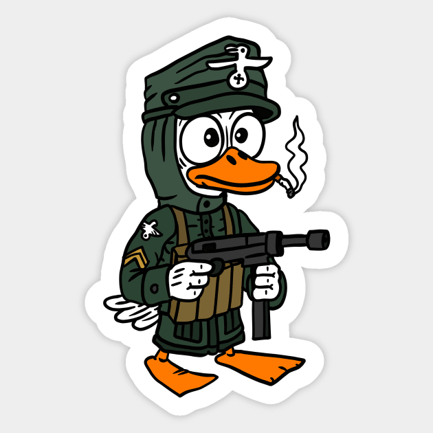 ww2 duck cartoon. cute kawaii scared german soldier. Sticker by JJadx